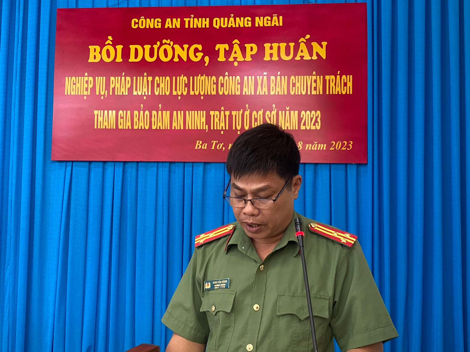 Hội nghị tập huấn bồi dưỡng nghiệp vụ cho lực lượng Công an xã bán chuyên trách trên địa bàn huyện Ba Tơ