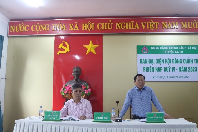 Ban đại diện Hội đồng quản trị Ngân hàng Chính sách xã hội huyện Ba Tơ tổ chức phiên họp thường kỳ quý IV năm 2023